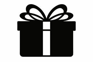 Christmas gift box with ribbon, Gift box icon Silhouette vector illustration