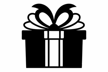 Christmas gift box with ribbon, Gift box icon Silhouette vector illustration