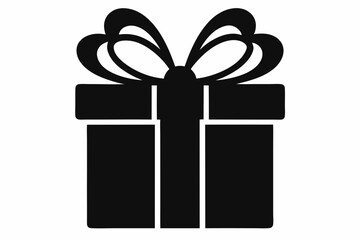 Christmas gift box with ribbon, Gift box icon Silhouette vector illustration