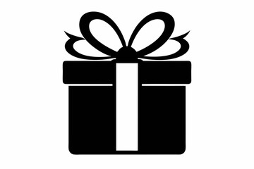 Christmas gift box with ribbon, Gift box icon Silhouette vector illustration
