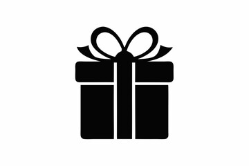 Christmas gift box with ribbon, Gift box icon Silhouette vector illustration