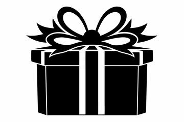 Christmas gift box with ribbon, Gift box icon Silhouette vector illustration
