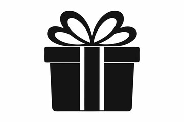 Christmas gift box with ribbon, Gift box icon Silhouette vector illustration