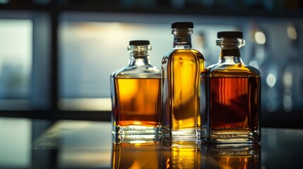 Assorted Whiskey Bottles in a Bar Environment