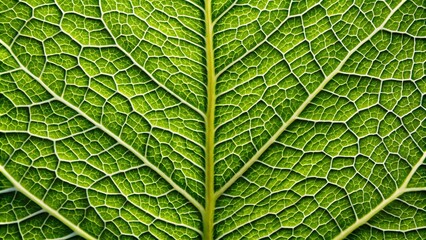 Fototapeta premium A Close-Up View of the Intricate Network of Veins Within a Vibrant Green Leaf, Displaying Nature's Elegant Design and the Essential Structure of Plant Life.