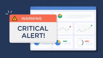 Warning critical alert notification on digital dashboard.