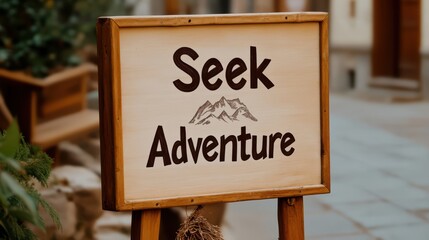Seek Adventure Sign:  A rustic wooden sign with a bold message, "Seek Adventure",  evoking a sense of wanderlust and the call to explore the unknown.