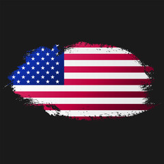  USA united stated of America flag grunge paint brush stroke. Texture American flag watercolor splatter png