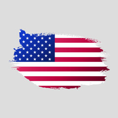 USA united stated of America flag grunge paint brush stroke.  American flag watercolor splatter png clipart