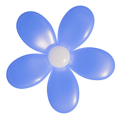3d icon, 3d illustration, cute flower, glittertexture material, cornflowerblue color,  transparent background, y2k, playful and fun-loving design