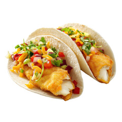Crispy Fish Tacos, featuring golden fish fillets, vibrant toppings, and a zesty sauce, perfect for a flavorful meal experience.