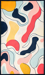 Geometric and Organic Doodle Tile and Carpet Designs with White Borders | Hand-drawn, Abstract, Floral, and Symmetrical Patterns in Soft Pastel and Earth Tones