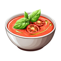 Chilled Gazpacho with Olive Oil Drizzle, Refreshing summer soup, vibrant tomatoes, garnished with fresh herbs, perfect for warm days