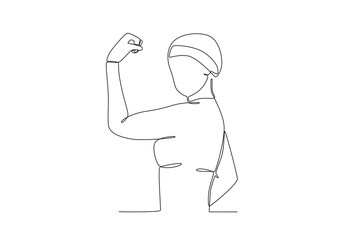 Continuous one line drawing of Woman with cancer, national cancer day concept
