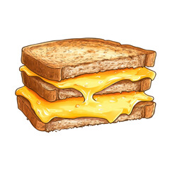 Melted cheddar grilled cheese sandwich, golden-brown crisp exterior, indulgent comfort food, perfect for any meal or snack time.
