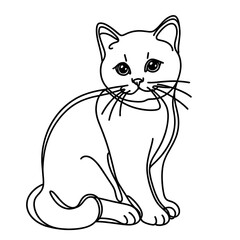 Obraz premium Cat Drawing line art, black and white cat pencil Drawing Generative AI 