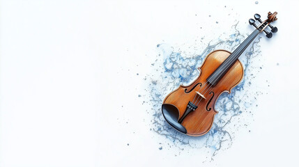 Fototapeta premium A Musical Canvas Violin Surrounded by Gentle Artistic Splashes