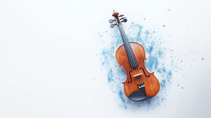 Fototapeta premium Symphony in Watercolor A Violin's Artistic Elegance