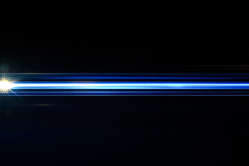 Blue Light Trail Motion Effect - Dynamic Abstract Sparkling Light Speed on Black Background