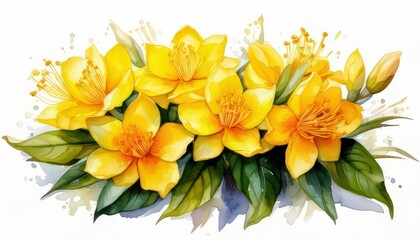 Fototapeta premium Bright Yellow Jasmine Flowers in Pastel Style