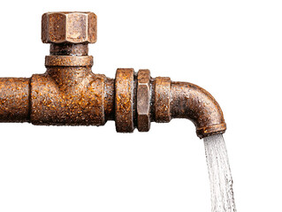 Rusty pipe with water flowing a close-up on the aesthetics and functionality of industrial plumbing components
