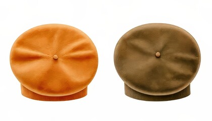Colorful Berets on White Background