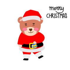 Kawaii happy variant santaclaus on christmas celebration design illustration. kawaii bear cartoon and shiba inu santa character. stock element