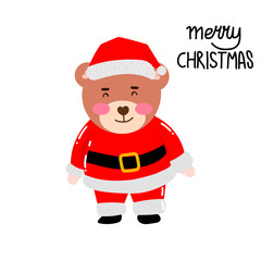 Kawaii happy variant santaclaus on christmas celebration design illustration. kawaii bear cartoon and shiba inu santa character. stock element