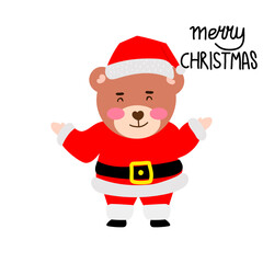 Kawaii happy variant santaclaus on christmas celebration design illustration. kawaii bear cartoon and shiba inu santa character. stock element