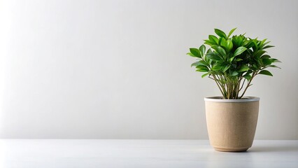 Obraz premium Stylish potted plant in a vase against white background, high definition