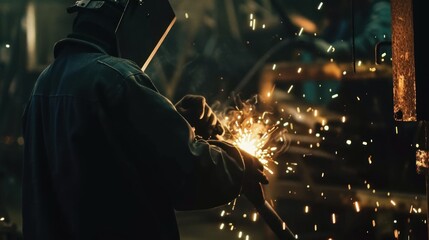 background of mechanical worker welding steel