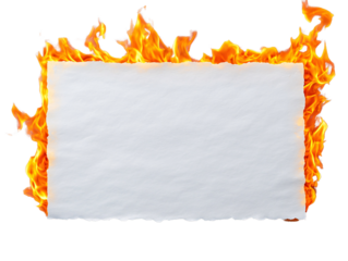 Dynamic flames engulfing a blank sheet of paper creating a striking visual contrast between fire and emptiness