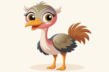 Cute ostrich with expressive eyes in detailed illustration