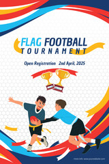 Kids Flag Football Poster Banner Vector Illustration
