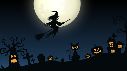 Halloween celebration background with Pumpkin and horror Castle. Horror Halloween Background.
