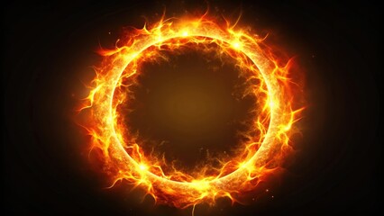 Fototapeta premium Orange ring with fiery essence and dynamic flares, explosive energy for high-impact VFX overlays, orange, ring, fiery