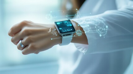 Doctors in the United States using wearable biosensors to monitor patients' health in real-time, promoting proactive healthcare.