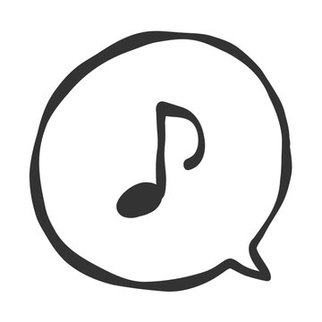 recommend clip art: おんぷリアクション付きモノクロ線画吹き出しアイコン