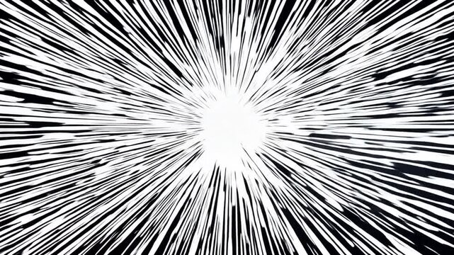 Anime white speed line background animation on black. 4K Video 