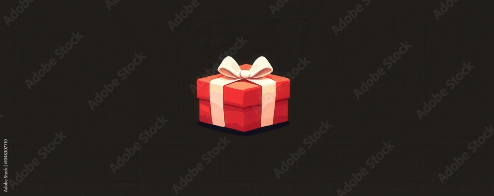 Wall mural Red Gift Box With White Bow.