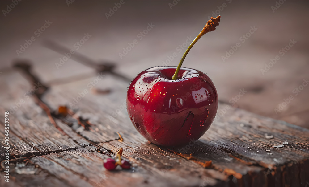 Poster a red apple with a stem on it