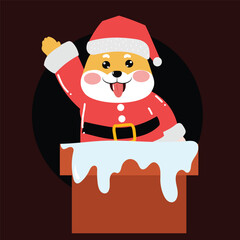 Kawaii happy variant santaclaus on christmas celebration design illustration. kawaii bear cartoon and shiba inu santa character. stock element