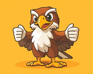 Hawk Mascot. Cartoon Eagle Mascot with a Thumbs-Up Gesture for Brand Identity