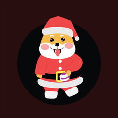 Kawaii happy variant santaclaus on christmas celebration design illustration. kawaii bear cartoon and shiba inu santa character. stock element