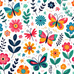 Colorful butterfly pattern illustration ideal for prints and gift wrapping A cute vector design perfect for summer themes for children