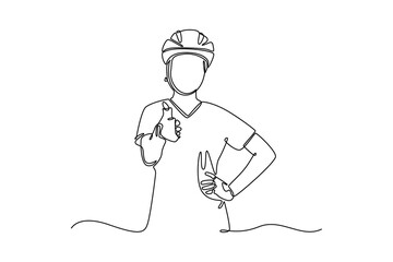 Traffic light concept. Single line draw design vector graphic illustration.