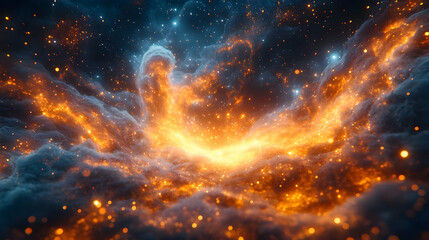 Abstract Background with Cosmic Orange Lights