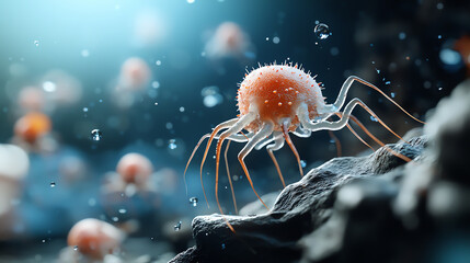 Obraz premium Exploring the fascinating world of microorganisms a close-up on unique gelatinous creatures in their aquatic habitat