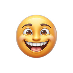 Fototapeta premium Smiling Emoji: A vibrant and expressive yellow emoji with a wide, toothy grin and sparkling eyes. It's a perfect representation of pure happiness and joy. 