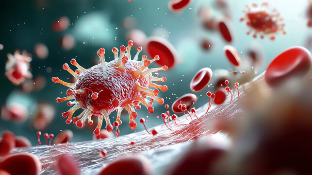 Exploring the intricate world of viruses a close-up on viral structures and blood cell interaction in the human body